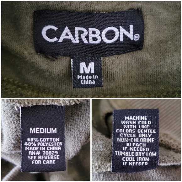 Carbon Women's Army Green Floral Embroidered Short Sleeve Pullover Hoodie Size M - Picture 4 of 9